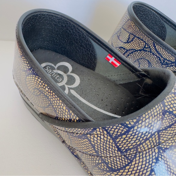 Sanita MEDUSA Danish Pro Clogs Women's 40 Snake Print Size 9 Leather Dansko Blue - Picture 5 of 15